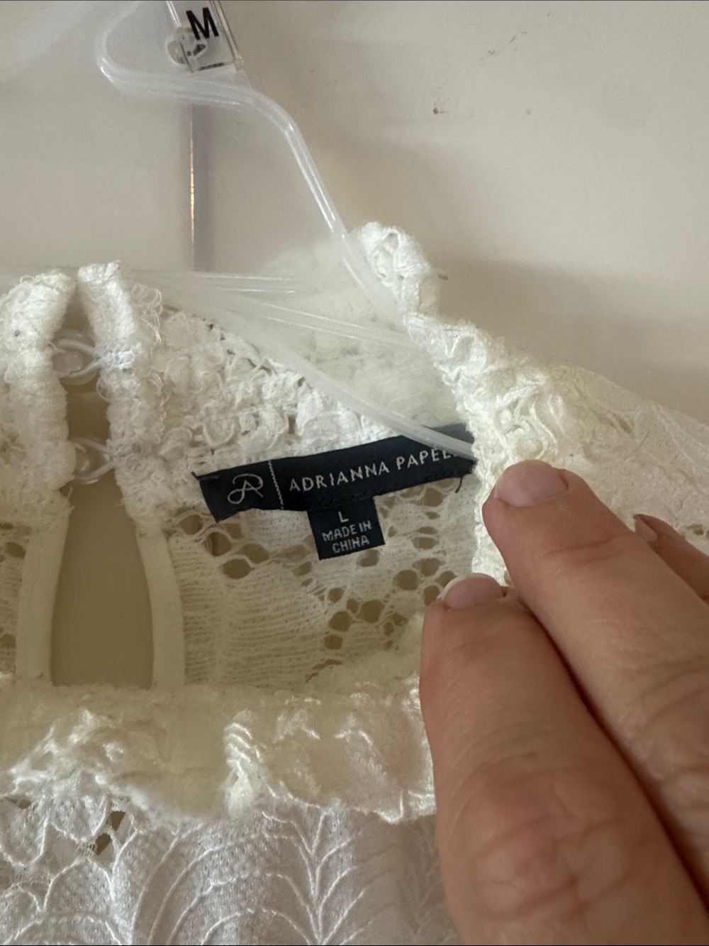 Adrianna Papell Ivory Floral Lace Ruffle-Neck Blouse - Picture 2 of 5